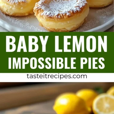 Baby Lemon Impossible Pies baked and ready to serve, showcasing a delicious lemon dessert.