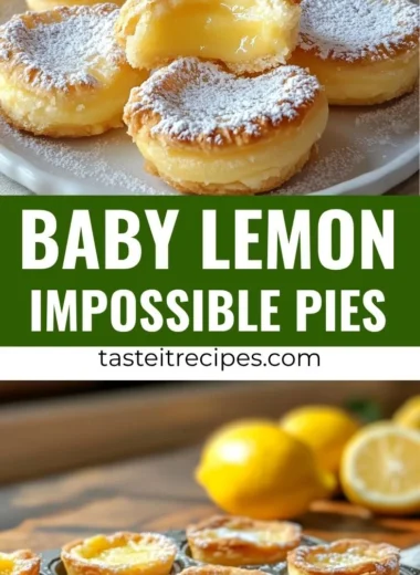 Baby Lemon Impossible Pies baked and ready to serve, showcasing a delicious lemon dessert.