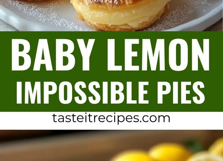 Baby Lemon Impossible Pies baked and ready to serve, showcasing a delicious lemon dessert.