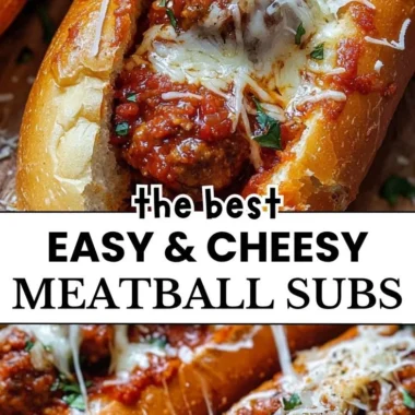 Delicious cheesy meatball subs filled with flavorful meatballs and melted cheese