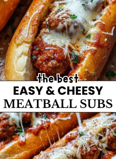 Delicious cheesy meatball subs filled with flavorful meatballs and melted cheese