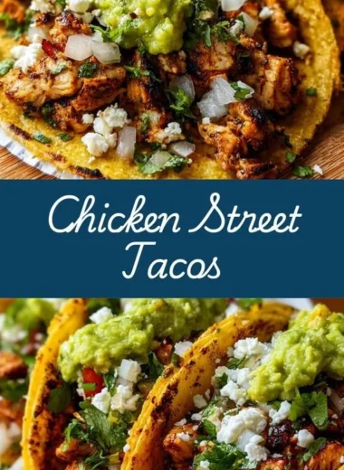 Delicious Chicken Street Tacos served with fresh toppings