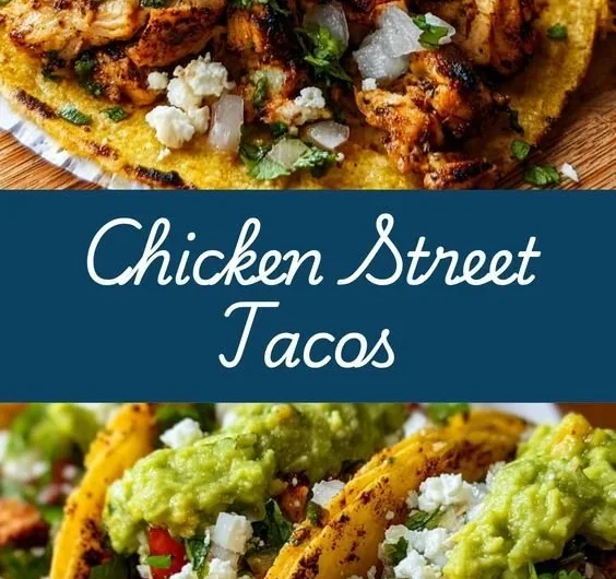 Delicious Chicken Street Tacos served with fresh toppings
