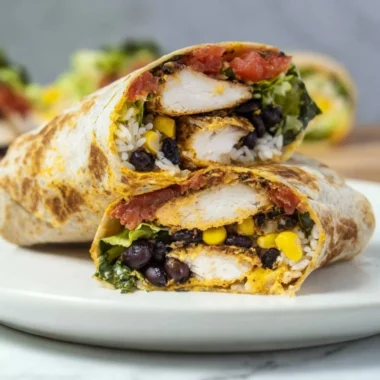 Delicious Chipotle Ranch Grilled Chicken Burrito served with fresh ingredients