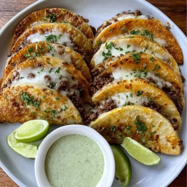 Delicious crispy ground beef tacos served with toppings