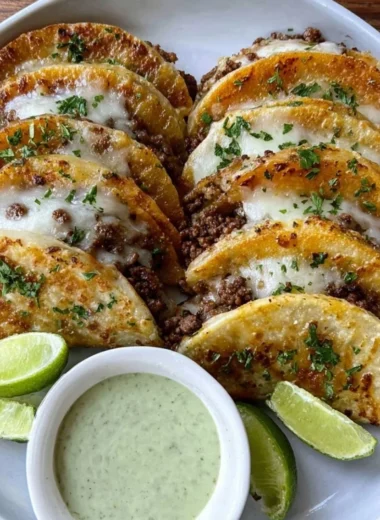 Delicious crispy ground beef tacos served with toppings