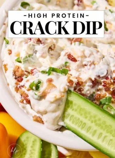 High protein crack dip served with tortilla chips