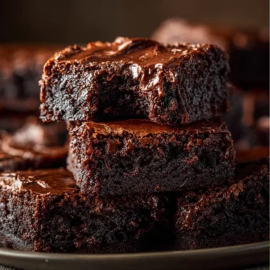 Delicious homemade brownies on a plate, ready to enjoy.