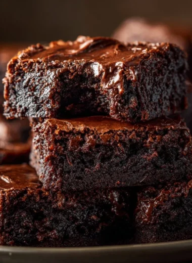 Delicious homemade brownies on a plate, ready to enjoy.