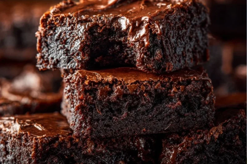 Delicious homemade brownies on a plate, ready to enjoy.