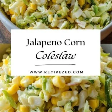 Bowl of Jalapeno Corn Coleslaw garnished with fresh herbs