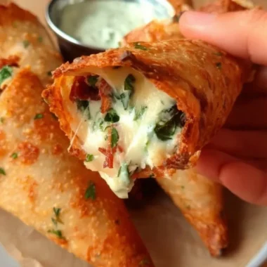 Tortilla cones filled with mozzarella cheese and parsley garnish