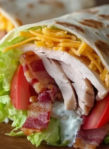 Delicious Turkey Ranch Club Wrap with fresh ingredients and savory flavors