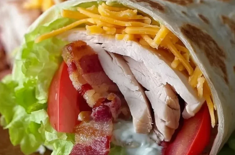Delicious Turkey Ranch Club Wrap with fresh ingredients and savory flavors