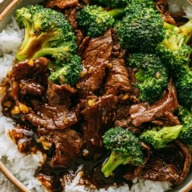 Plate of Beef and Broccoli stir-fry with tender beef and fresh broccoli