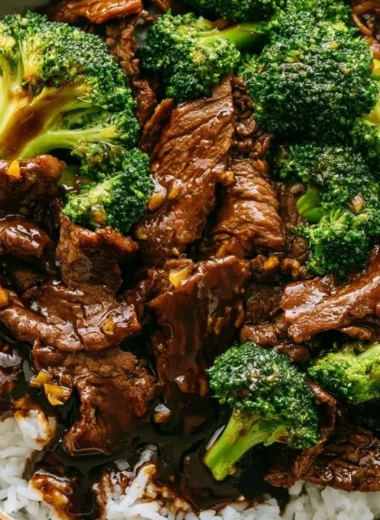 Plate of Beef and Broccoli stir-fry with tender beef and fresh broccoli