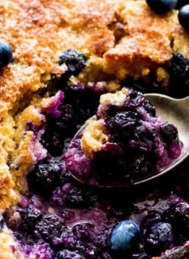 Delicious homemade blueberry cobbler fresh out of the oven