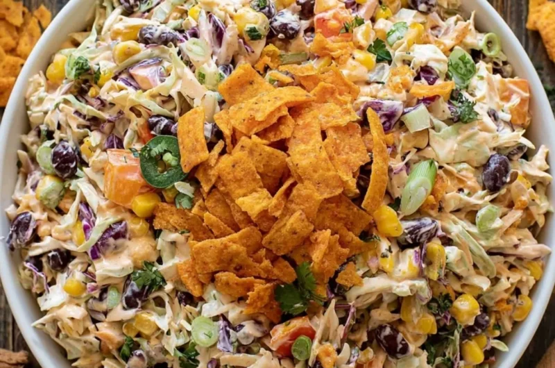 Bowl of bold flavor-packed coleslaw with colorful vegetables and dressing