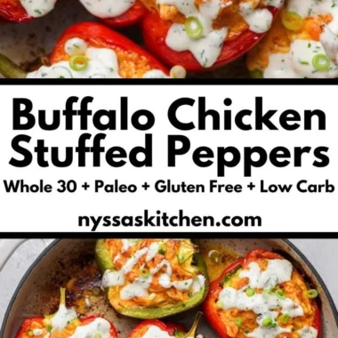 Buffalo Chicken Stuffed Peppers, Dairy Free and Low Carb