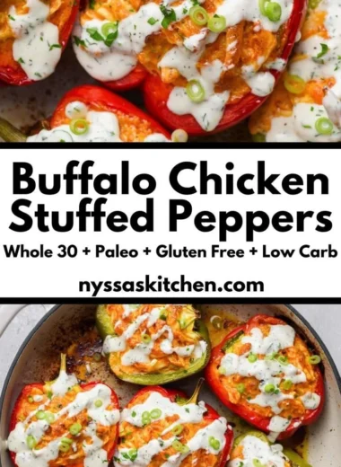Buffalo Chicken Stuffed Peppers, Dairy Free and Low Carb