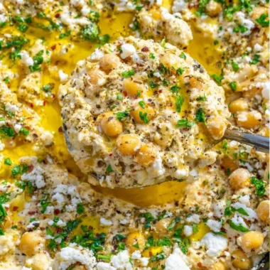Chickpea Lemon Skillet with fresh vegetables and herbs served in a pan.