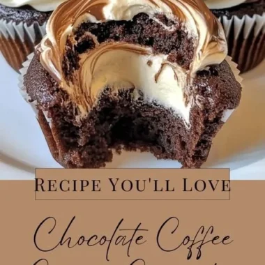 Delicious chocolate coffee cream cupcakes topped with creamy frosting
