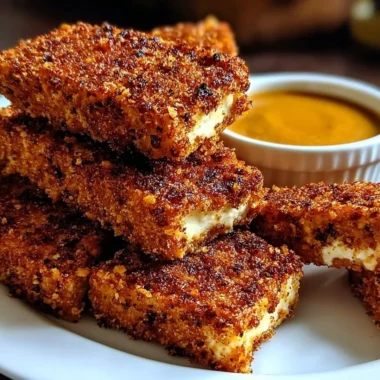 Crispy Baked Honey Mustard Tofu Tenders served on a plate