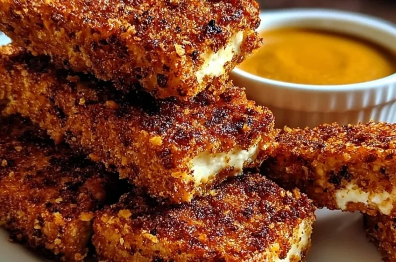 Crispy Baked Honey Mustard Tofu Tenders served on a plate