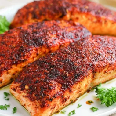 Flaky air fryer salmon recipe served with vegetables