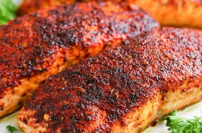Flaky air fryer salmon recipe served with vegetables