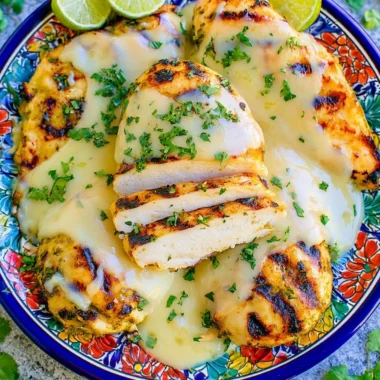 Delicious Green Sauce Chicken served with fresh herbs and vegetables