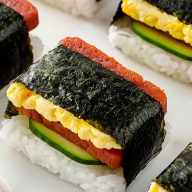 Hawaiian Spam Rice Ball made with rice and spam, a delicious snack