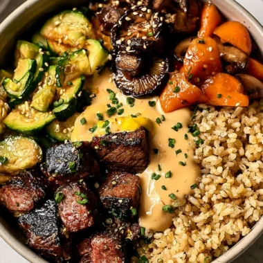 Delicious Hibachi Steak Bowl with vegetables and rice for a flavorful meal