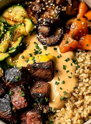 Delicious Hibachi Steak Bowl with vegetables and rice for a flavorful meal