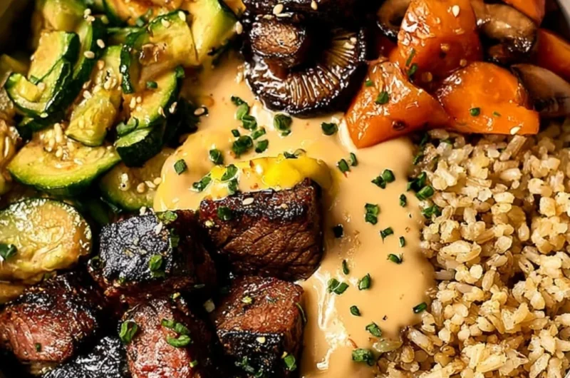 Delicious Hibachi Steak Bowl with vegetables and rice for a flavorful meal