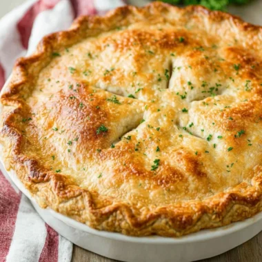 Delicious homemade chicken pot pie with flaky crust and savory filling