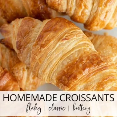 Homemade classic croissants fresh out of the oven, golden and flaky.