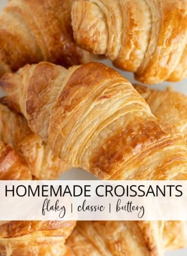 Homemade classic croissants fresh out of the oven, golden and flaky.