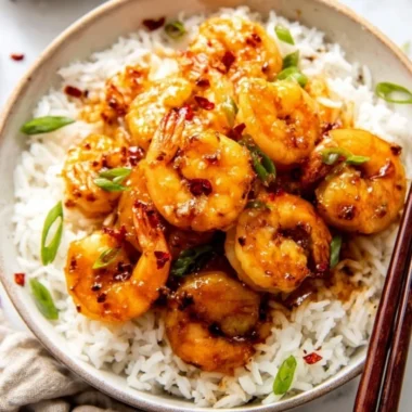 Delicious Honey Garlic Shrimp dish served with vegetables