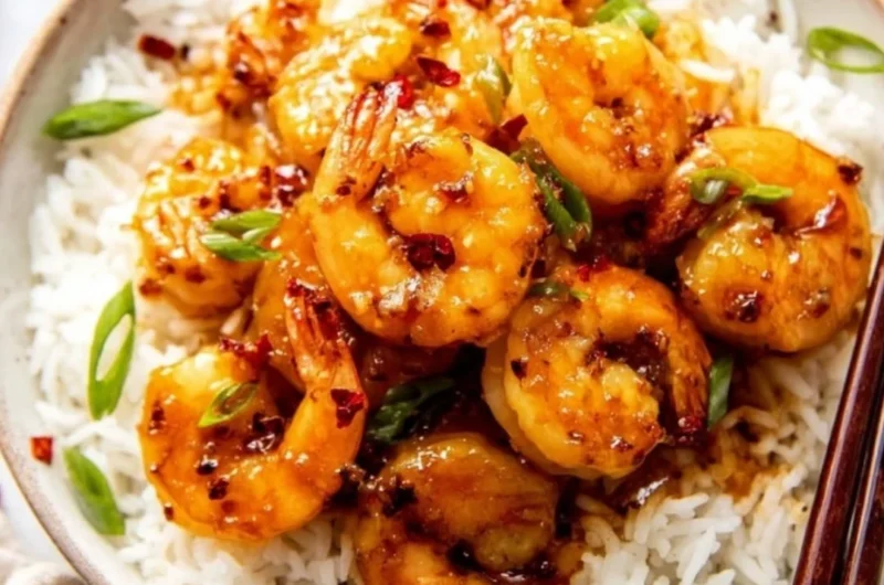 Delicious Honey Garlic Shrimp dish served with vegetables