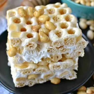 Delicious Honeycomb Marshmallow Treats artfully arranged on a plate