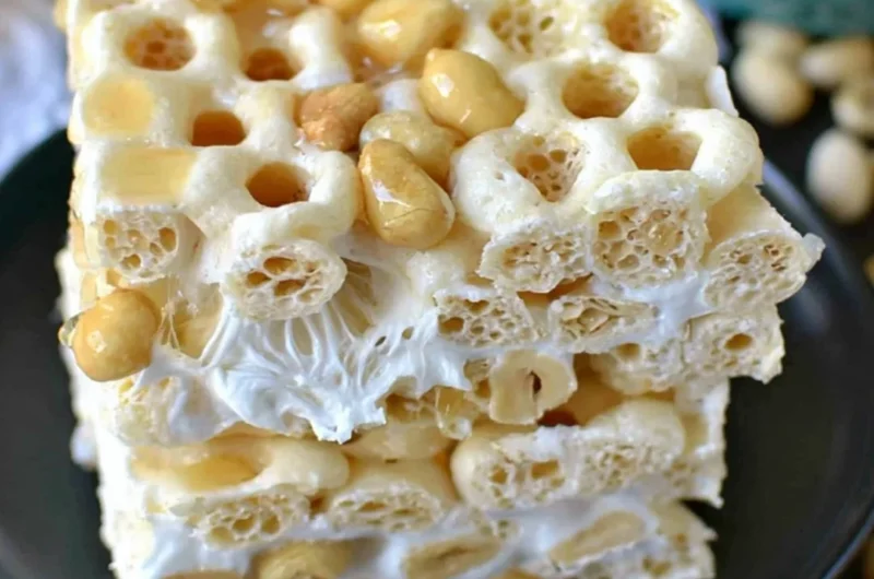 Delicious Honeycomb Marshmallow Treats artfully arranged on a plate