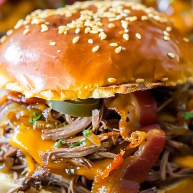 Slow cooker cowboy sandwiches topped with savory beef and spices