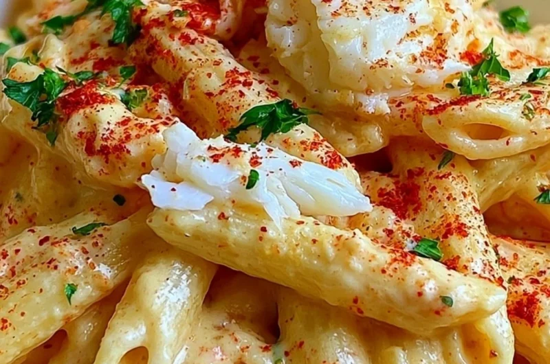 Delicious Cajun Crab Pasta topped with fresh herbs and spices