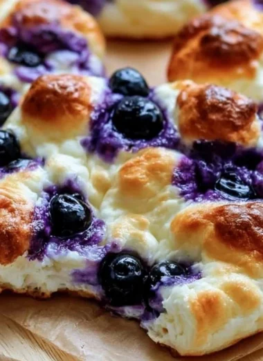 Cottage Cheese Blueberry Cloud Bread fresh on a plate