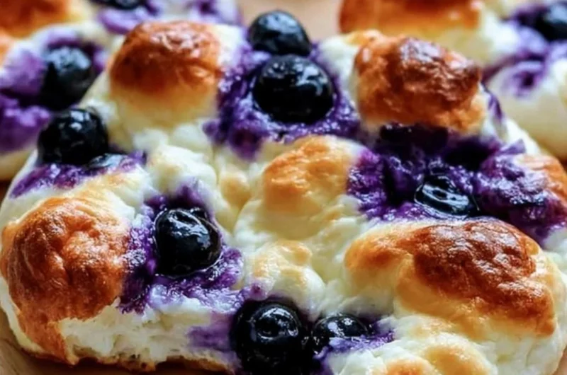 Cottage Cheese Blueberry Cloud Bread fresh on a plate
