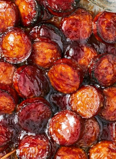 Variety of potluck appetizers including grilled snacks and party foods.