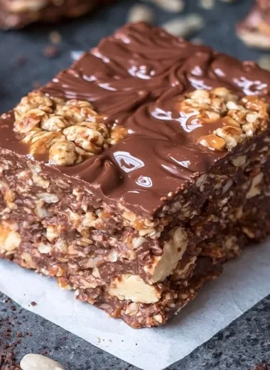 Homemade no bake keto chocolate crunch bars with a crunchy texture
