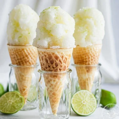 Delicious homemade lime sorbet in a bowl with fresh lime slices, perfect for hot days.