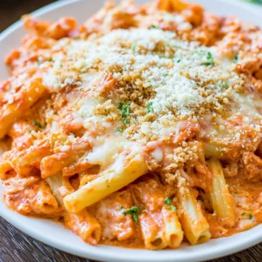 A delicious serving of Five Cheese Ziti Al Forno, inspired by Olive Garden.